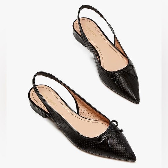 ♠️kate spade Veronica Perforated Flats, Black NIB - Picture 1 of 5